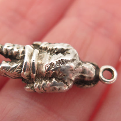 Old Pawn 925 Sterling Silver Vintage Alaskan Inuit Oxidized Mini Charm Pendant