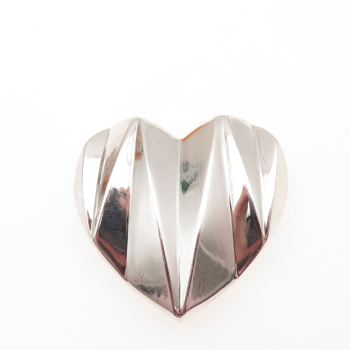 925 Sterling Silver Vintage Modernist Heart Slide Pendant