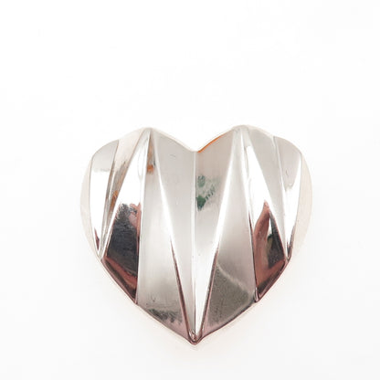 925 Sterling Silver Vintage Modernist Heart Slide Pendant
