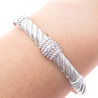 JUDITH RIPKA 925 Sterling Silver Round-Cut C Z Adjustable Cuff Bracelet 7"
