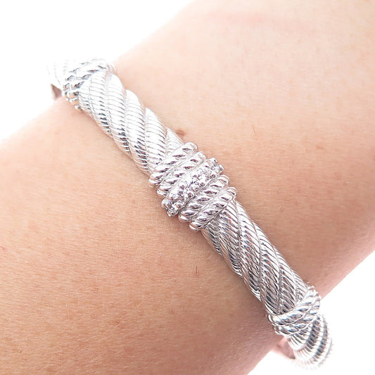 JUDITH RIPKA 925 Sterling Silver Round-Cut C Z Adjustable Cuff Bracelet 7"