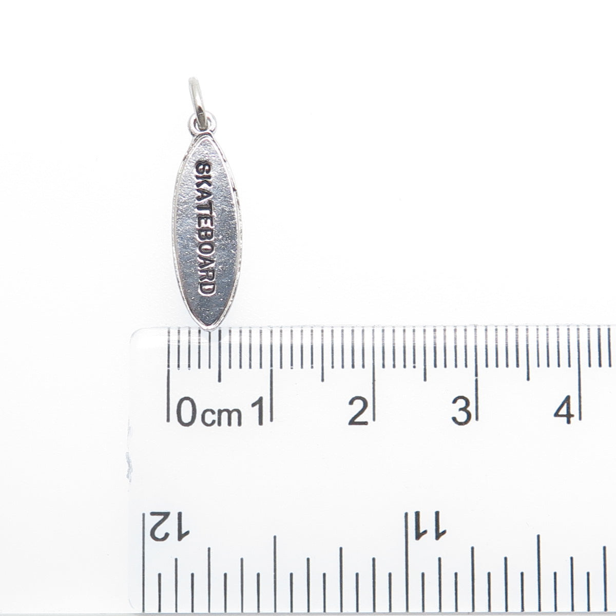 WELLS 925 Sterling Silver Vintage Skateboard Minimalist 3D Charm Pendant