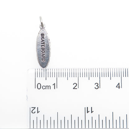 WELLS 925 Sterling Silver Vintage Skateboard Minimalist 3D Charm Pendant