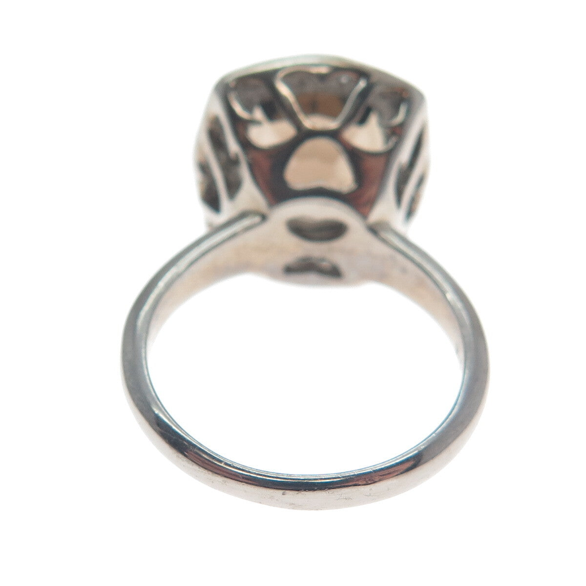 925 Sterling Silver Black Rhodium 2-Tone Diamond & Smoky Quartz Ring Size 6.75