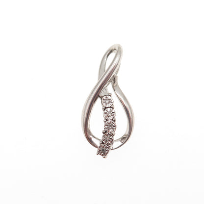 925 Sterling Silver Real Round-Cut Diamond Infinity Charm Pendant