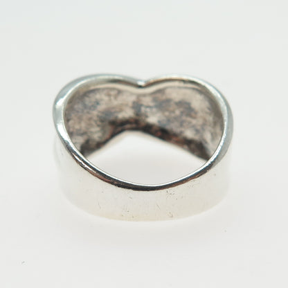 925 Sterling Silver Vintage Modernist Crisscross Ring Size 6.5