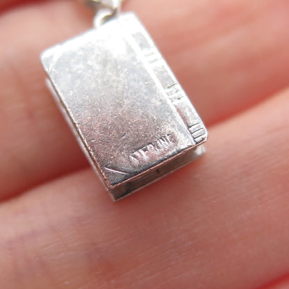 925 Sterling Silver Vintage Multi-Charms Oxidized Bracelet 7.25"