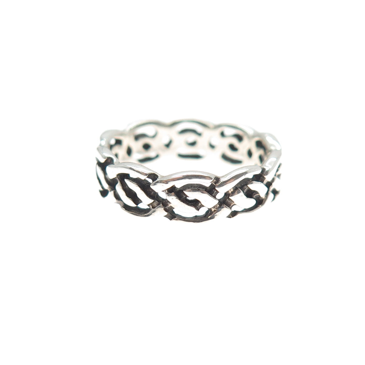 SEA GEMS 925 Sterling Silver Vintage Celtic Braided Oxidized Band Ring Size 5.25