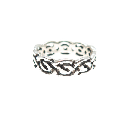 SEA GEMS 925 Sterling Silver Vintage Celtic Braided Oxidized Band Ring Size 5.25