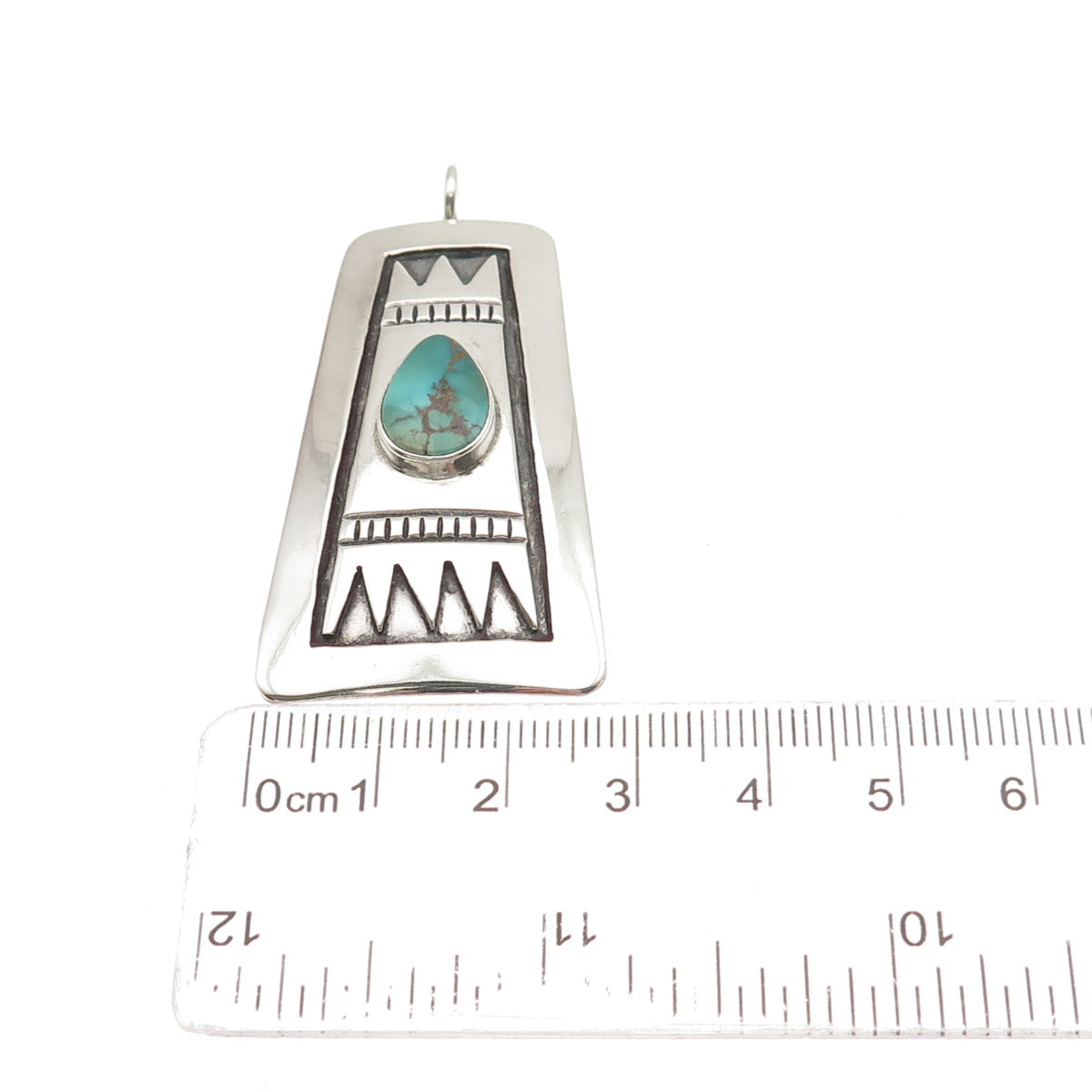 Old Pawn 925 Sterling Silver Vintage Southwestern Turquoise Tribal Pendant