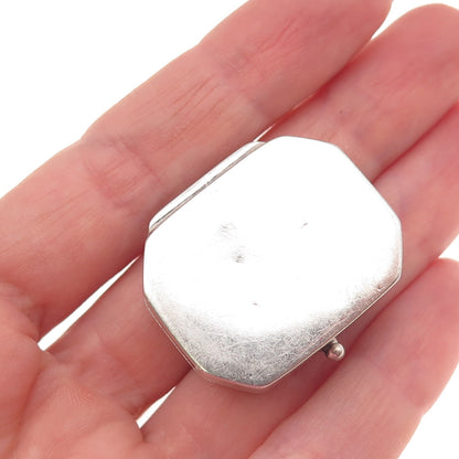 925 Sterling Silver Vintage Engraved Floral Oxidized Pill / Snuff Box