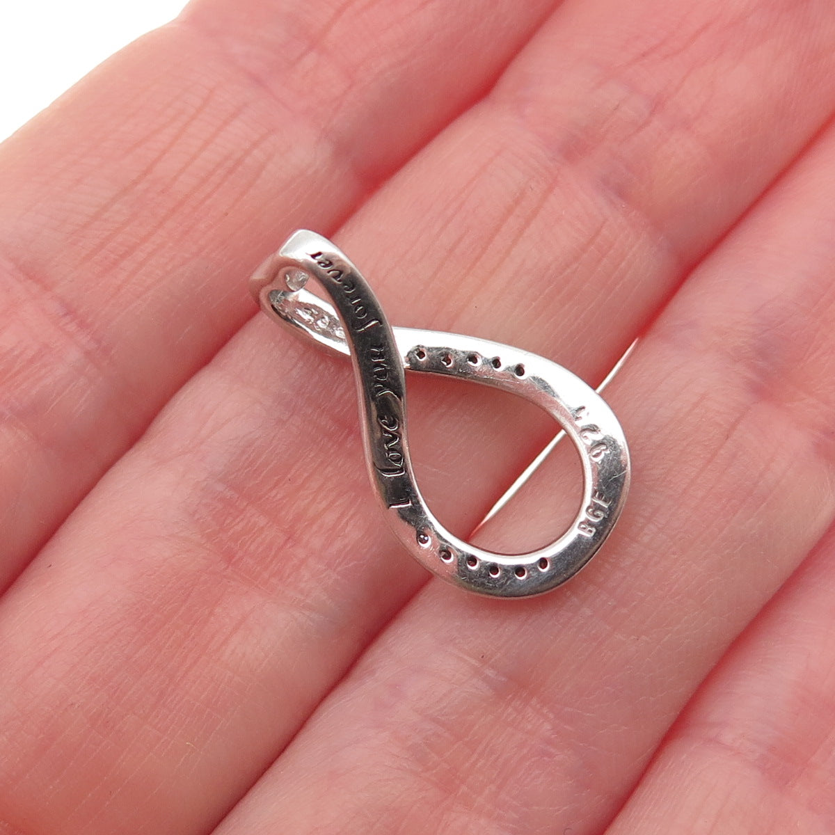 BGE Bradford 925 Sterling Real Diamond I Love You Forever Infinity Mini Pendant