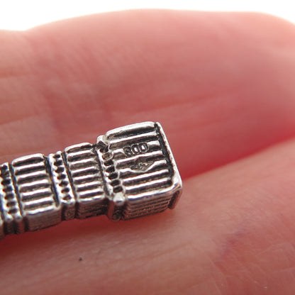 800 Silver Vintage Big Ben Minimalist 3D Charm Pendant