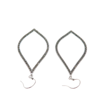 925 Sterling Silver Real Marcasite Modernist Dangle Earrings