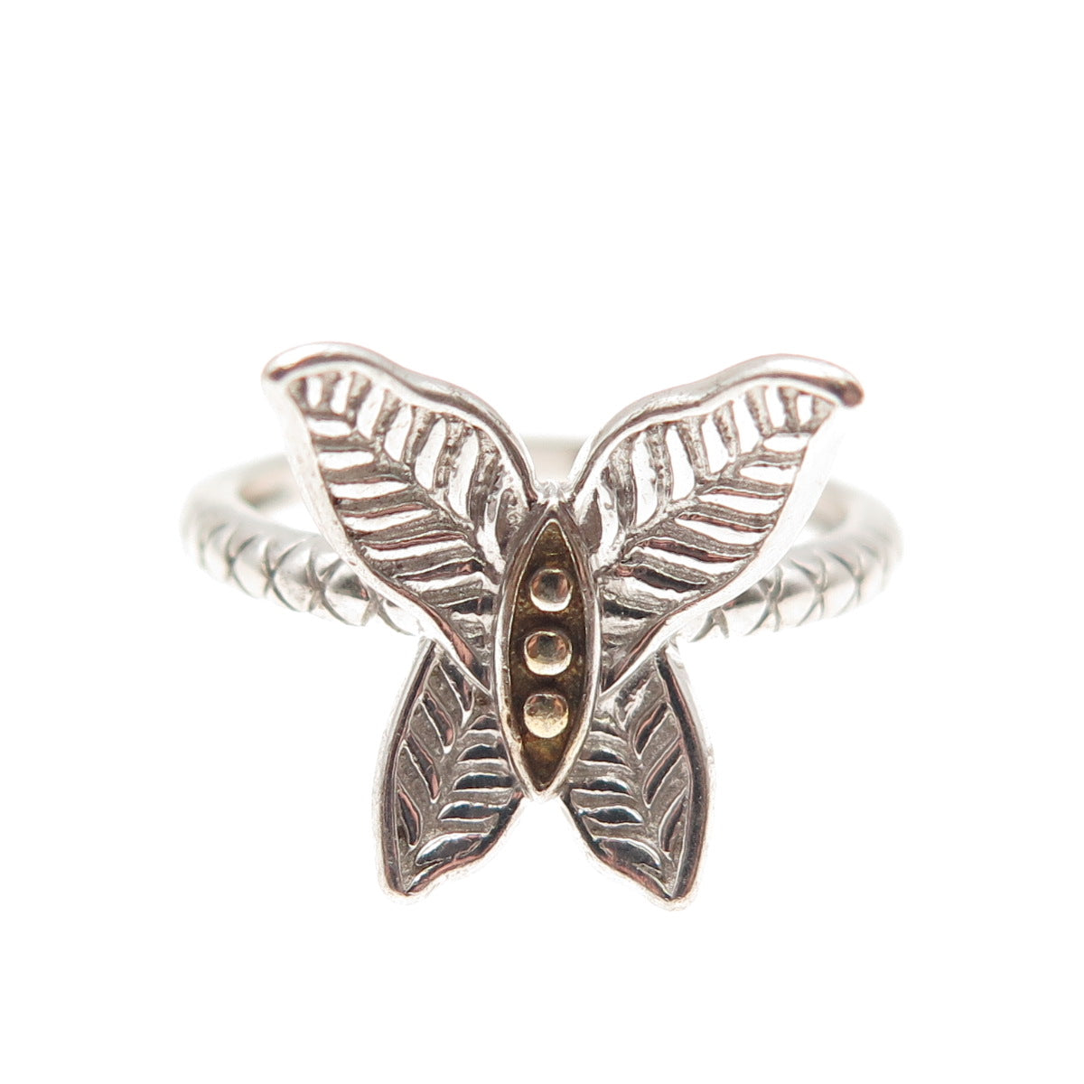 Chuck Clemency 925 Sterling Silver Vintage Modernist Butterfly Ring Size 7