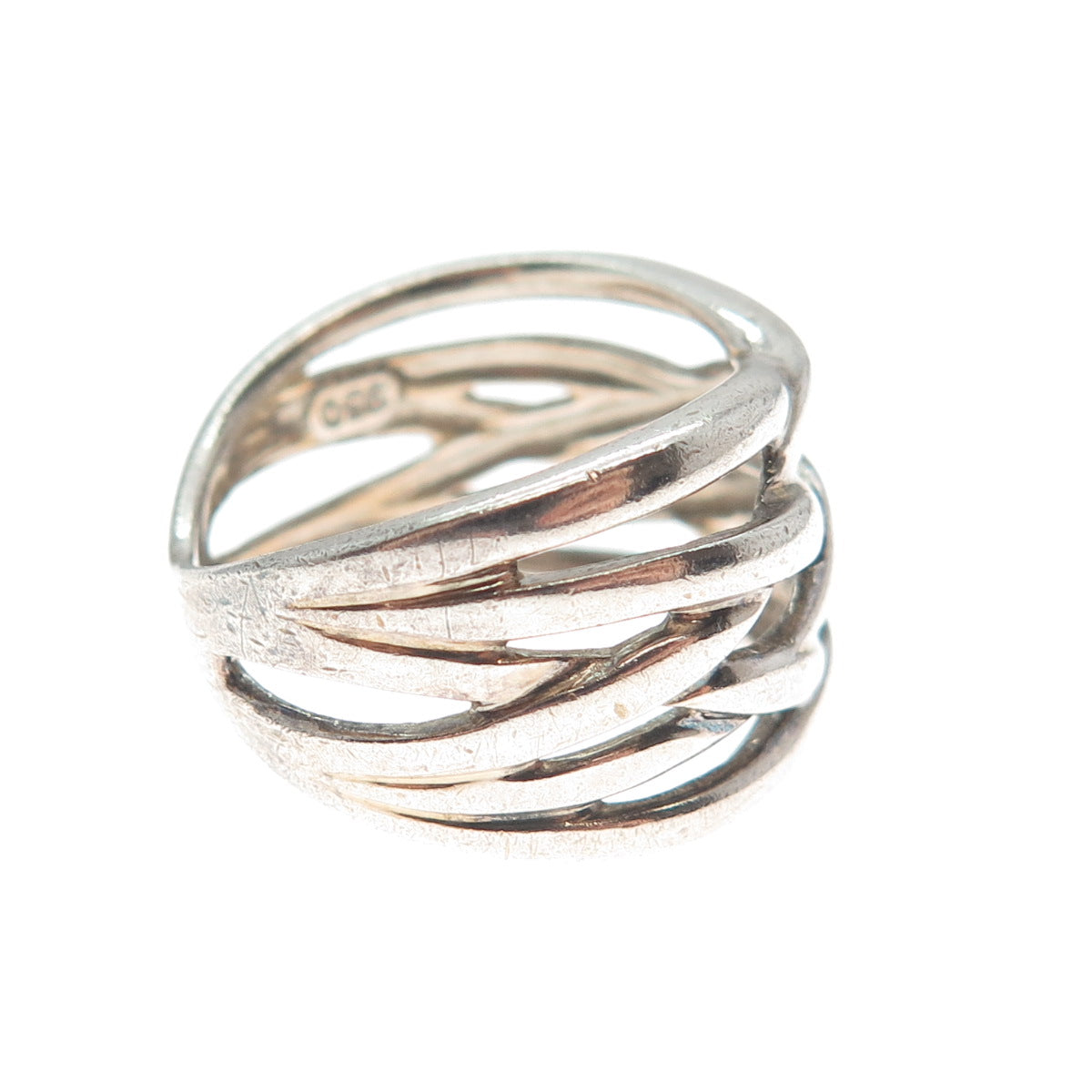 950 Silver Vintage Crisscross Ring Size 7.25