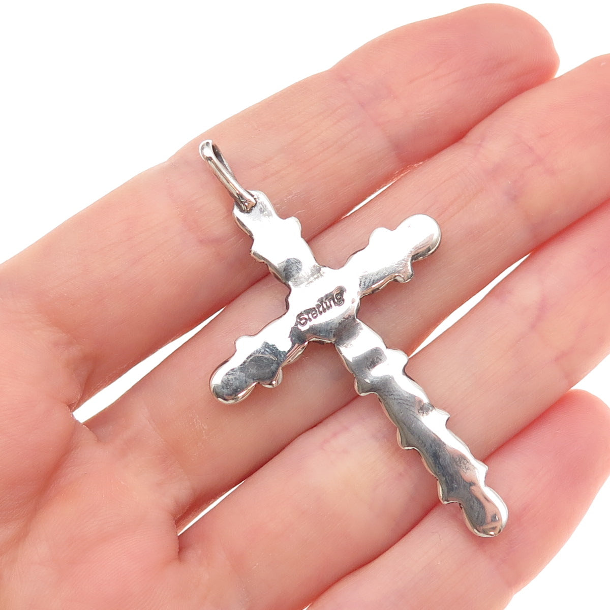 Old Pawn 925 Sterling Silver Vintage Southwestern Opal Cross Tribal Pendant