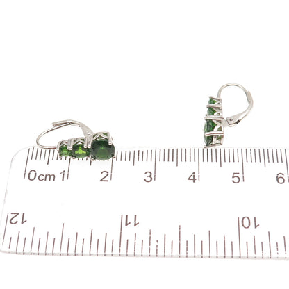 925 Sterling Silver Real Round-Cut Graduated Peridot Earrings