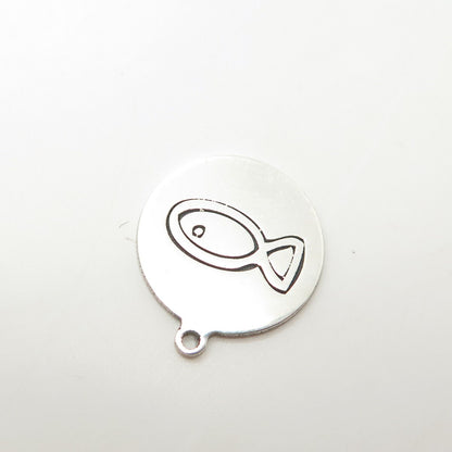 925 Sterling Silver USA Two In Town Fish Charm Pendant