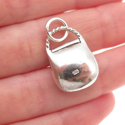 925 Sterling Silver Round-Cut C Z Ladies Purse Charm Pendant