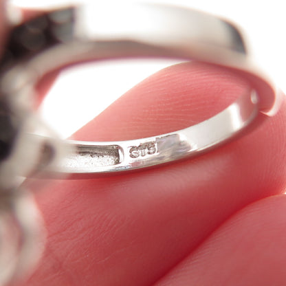 Chuck Clemency 925 Sterling Silver Real Tanzanite & Black Spinel Ring Size 8.25