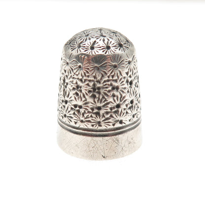 Ketcham & Mcdougall 925 Sterling Silver Antique Art Deco Daisy Sewing Thimble