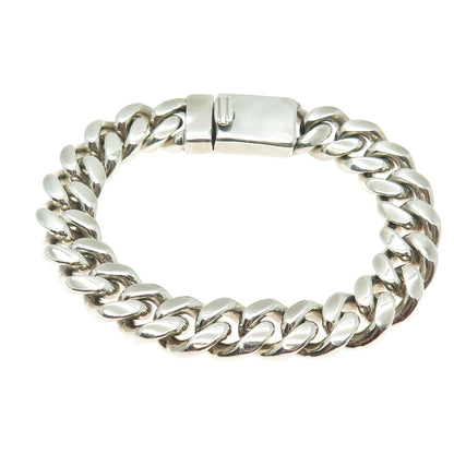 925 Sterling Silver Vintage Solid 69.7g Miami Cuban Link Bracelet 7"