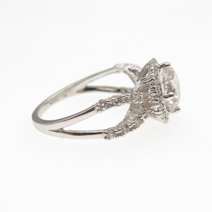 925 Sterling Silver Round-Cut C Z Engagement Ring Size 6.25