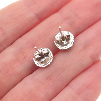 925 Sterling Silver Vintage Real Amber Oxidized Stud Earrings