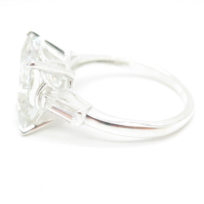 925 Sterling Silver Princess-Cut C Z Engagement Ring Size 11.25