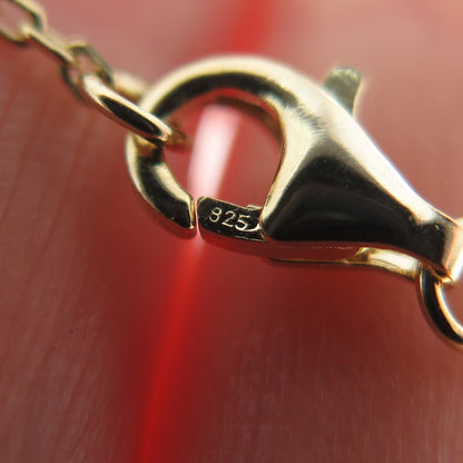 DSMK 925 Sterling Gold Plated Real Turquoise & C Z Cable Chain Necklace 18-20"