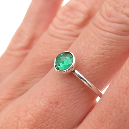 Pandora 925 Sterling Silver Green Crystal August Birthday Blooms Ring Size 7