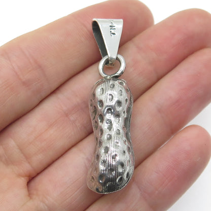 925 Sterling Silver Vintage Mexico Peanut 3D Pendant