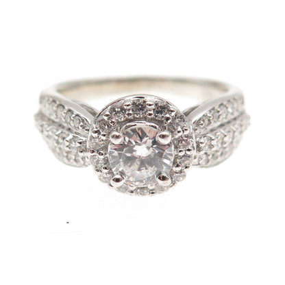 925 Sterling Silver Round-Cut C Z Engagement Ring Size 7