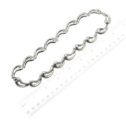 925 Sterling Silver Vintage Mexico Modernist Teardrop Chain Necklace 16"