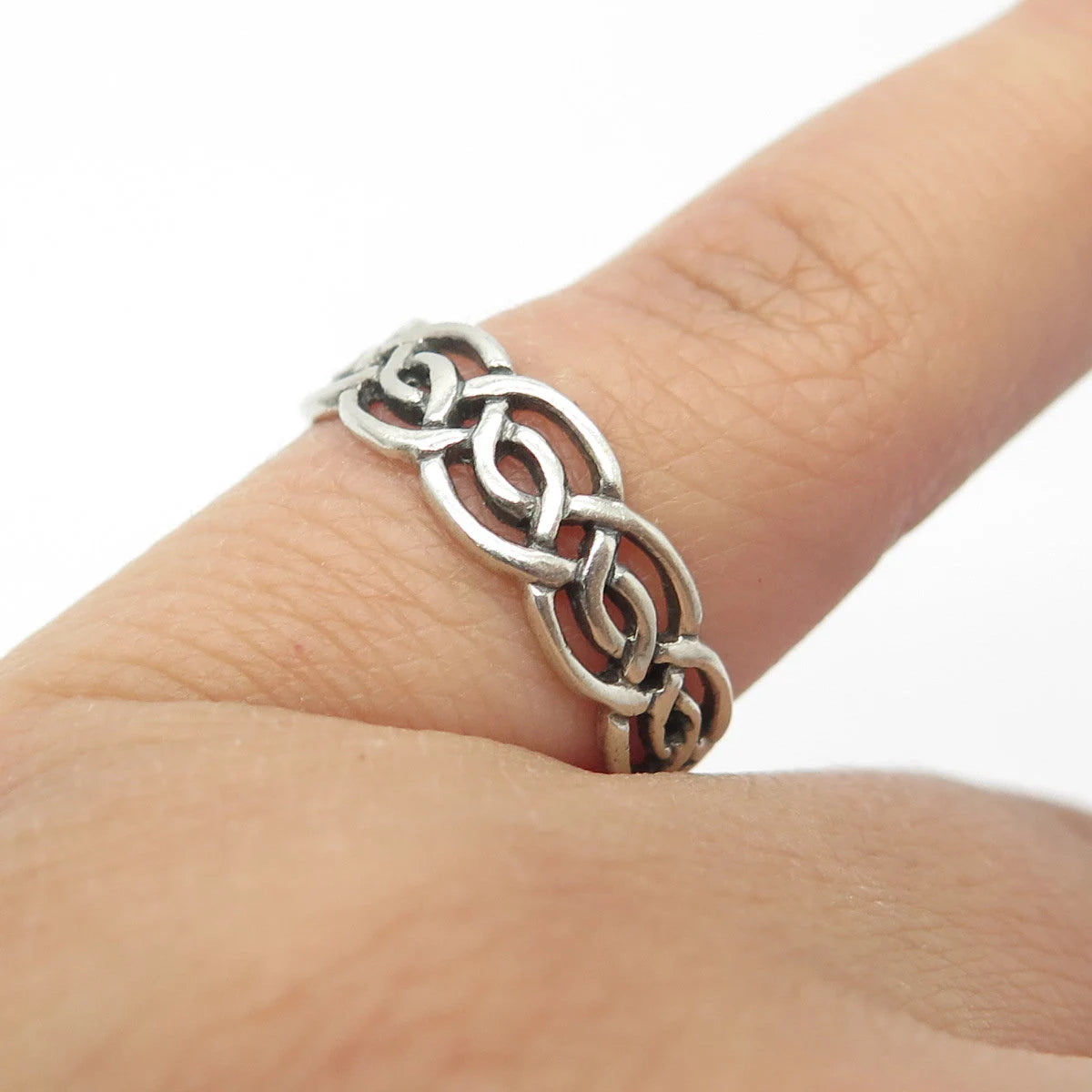 925 Sterling Silver Vintage Celtic Adjustable Ring Size 6