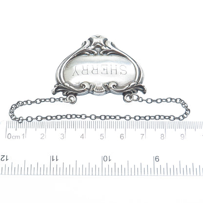 INTERNATIONAL SILVER 925 Sterling Antique Art Deco Sherry Repousse Bottle Tag