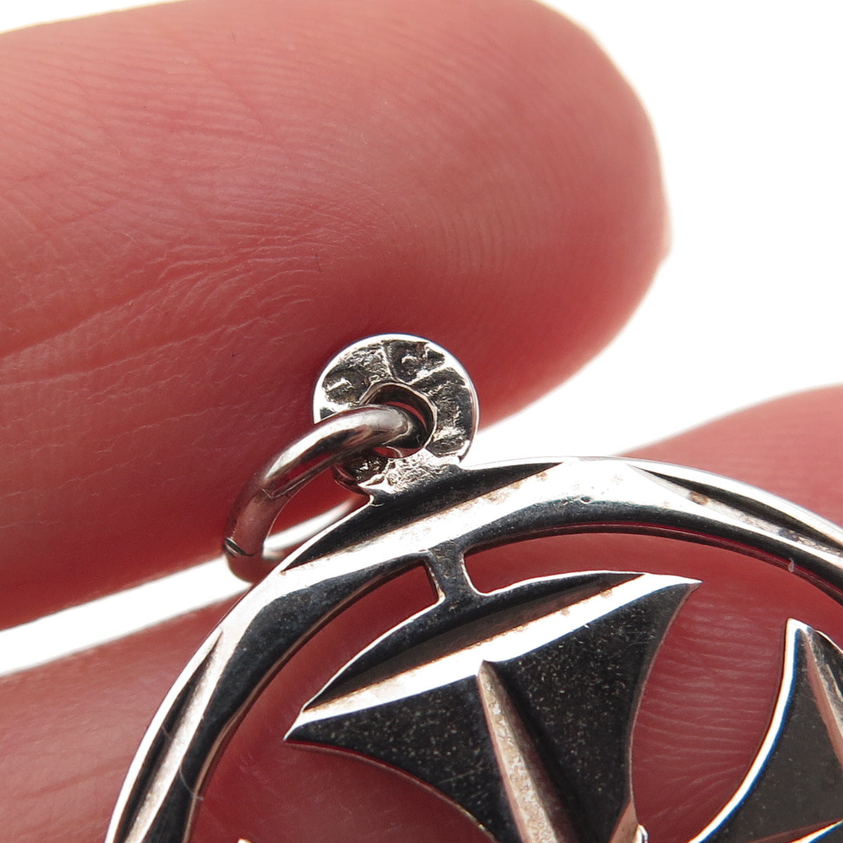 925 Sterling Silver Vintage Cross Round Charm Pendant