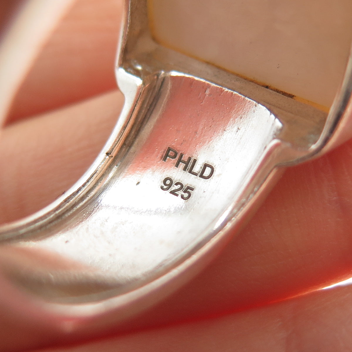 PHLD PlayHardLookDope 925 Sterling Silver Real MOP Ring Size 11