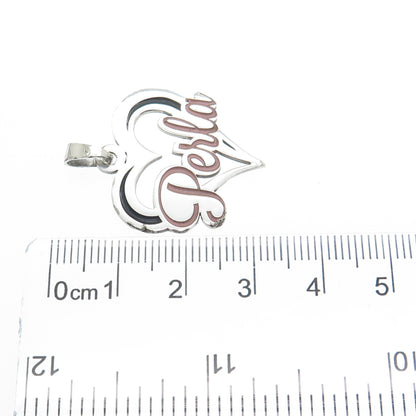 925 Sterling Silver Enamel Perla Heart Charm Pendant