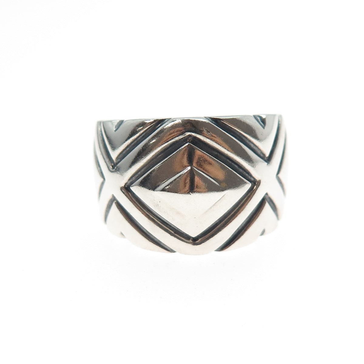 CHAPAL ZENRAY 925 Sterling Silver Vintage Modernist Oxidized Ring Size 8.25