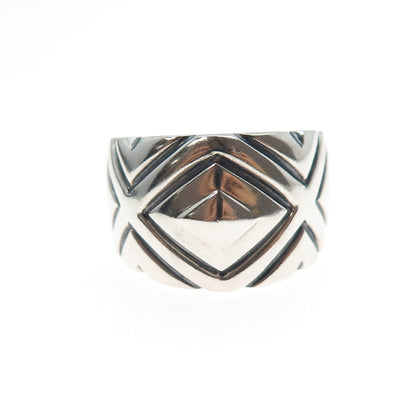 CHAPAL ZENRAY 925 Sterling Silver Vintage Modernist Oxidized Ring Size 8.25