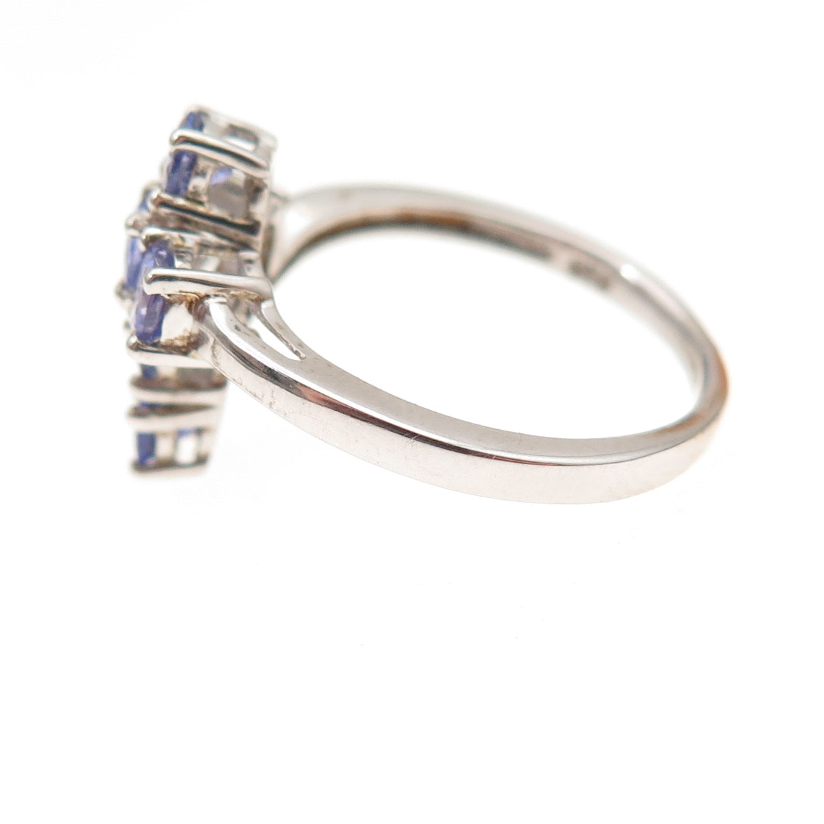 Chuck Clemency 925 Sterling Silver Real Round-Cut Tanzanite Cross Ring Size 7
