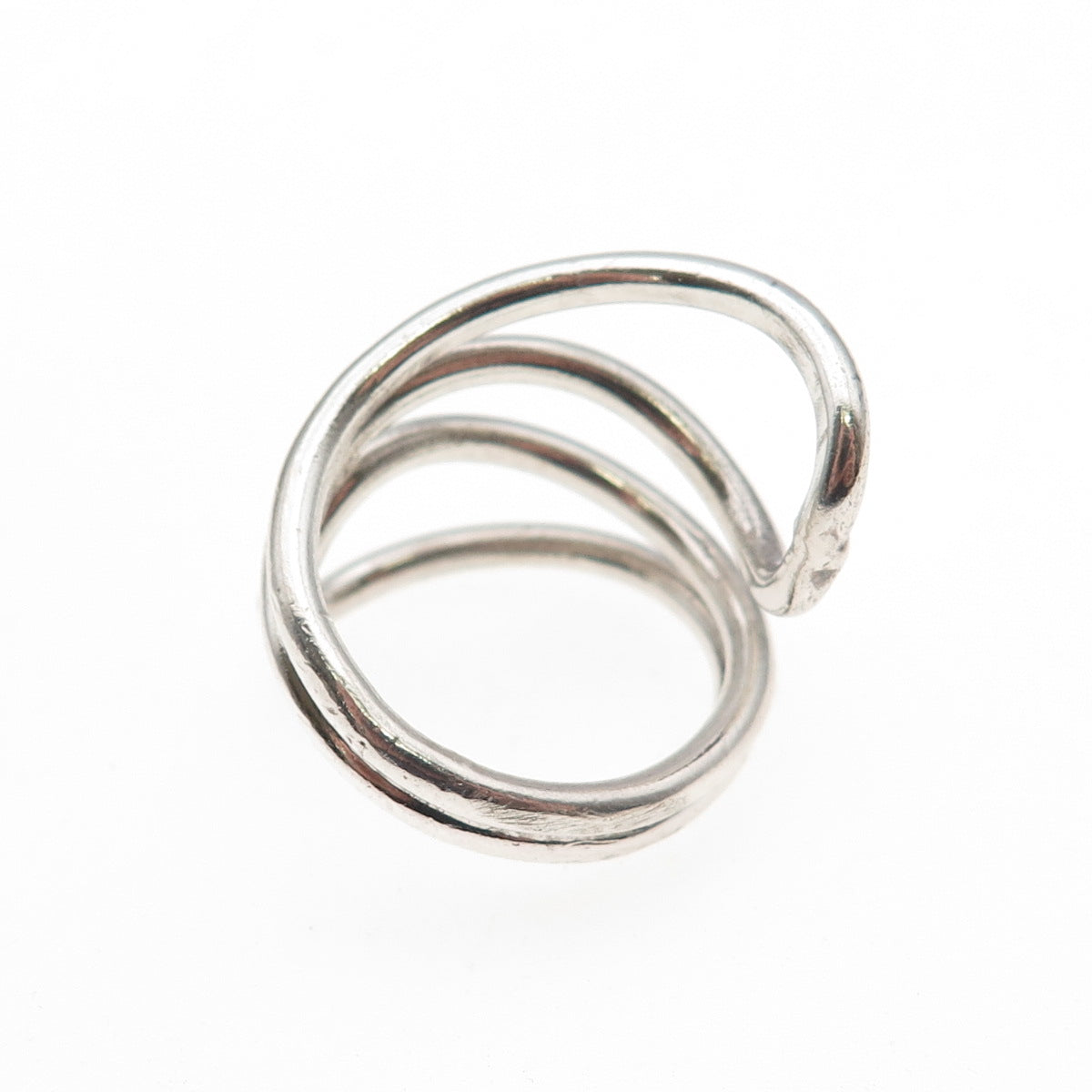 925 Sterling Silver Vintage Modernist Adjustable Bypass Ring Size 8.25