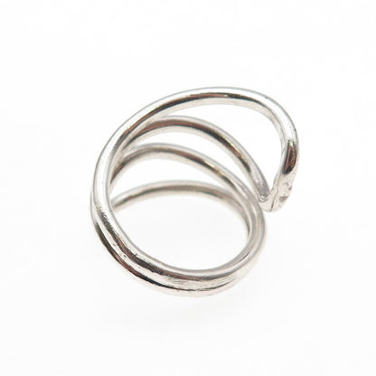 925 Sterling Silver Vintage Modernist Adjustable Bypass Ring Size 8.25
