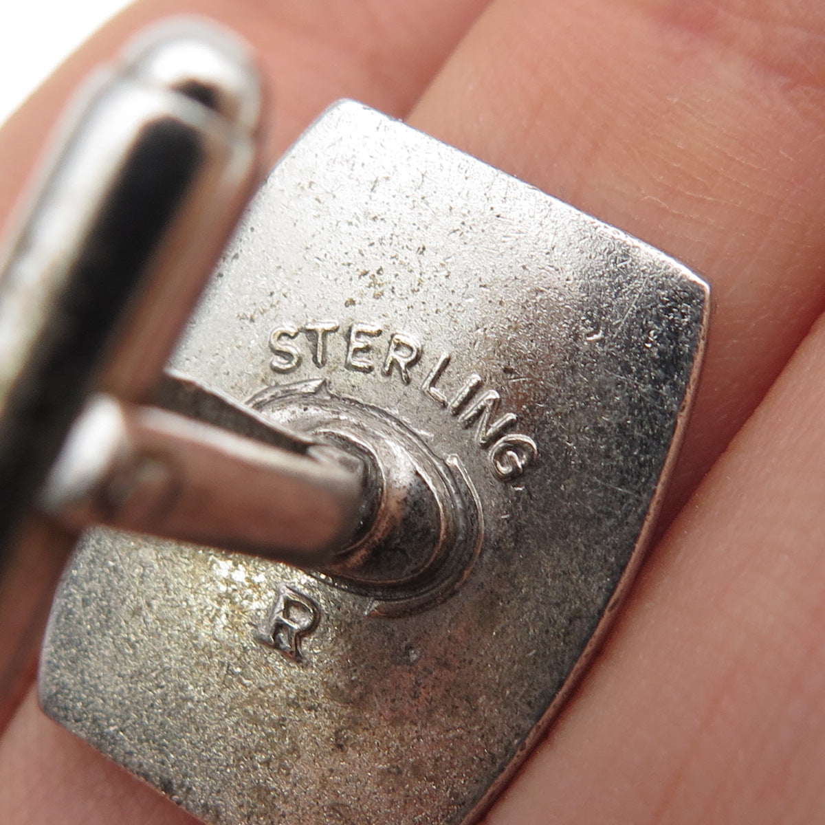 925 Sterling Silver Antique Art Deco Enamel ID Cufflinks