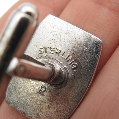 925 Sterling Silver Antique Art Deco Enamel ID Cufflinks