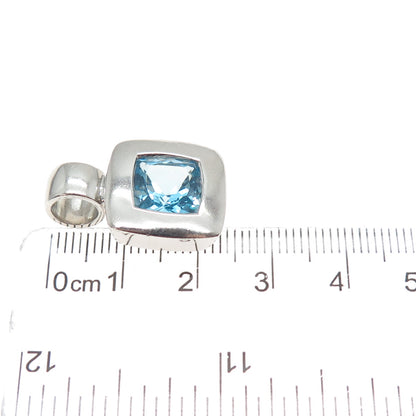 PB PAUL BRACKNA 925 Sterling Silver Vintage Blue Topaz Minimalist Charm Pendant