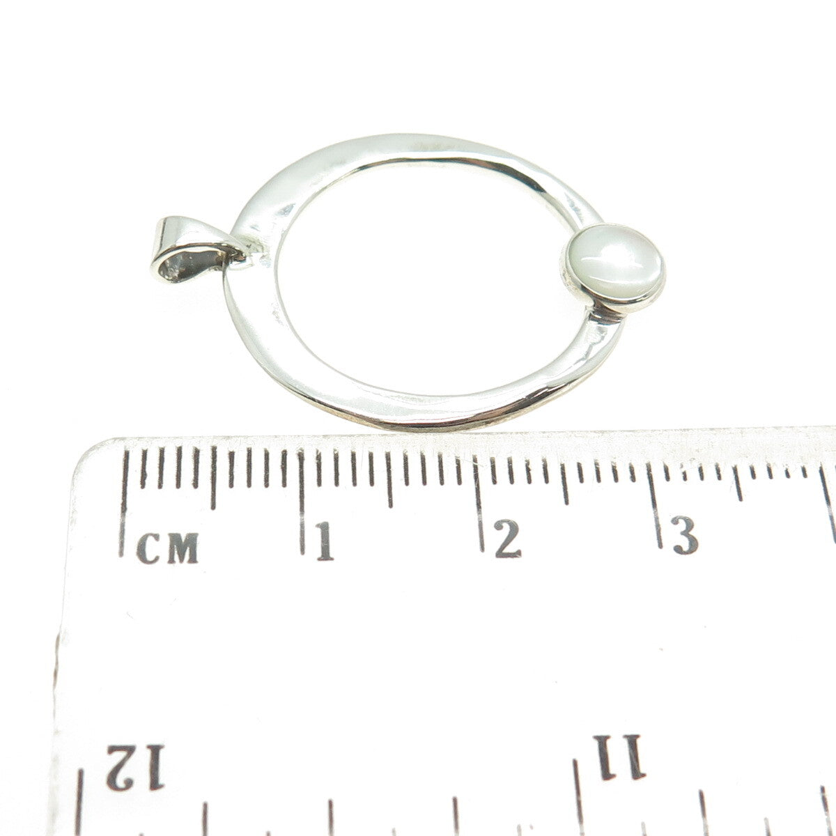 TIMOTHY SHEA 925 Sterling Silver Vintage Mother-of-Pearl Door Knocker Pendant