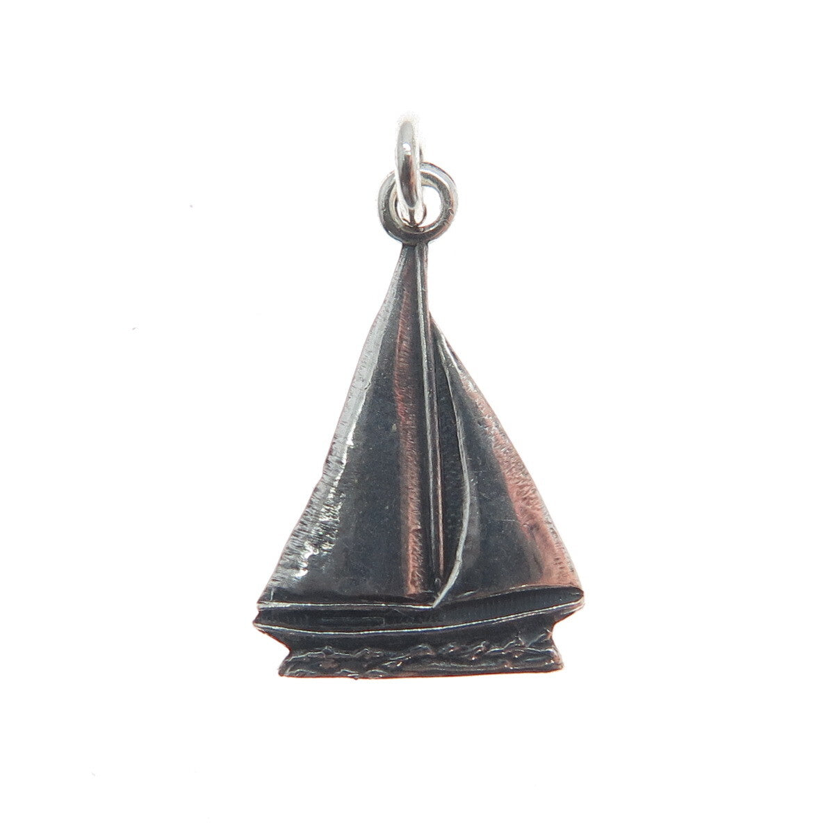 925 Sterling Silver Vintage Sailboat Oxidized Minimalist Charm Pendant